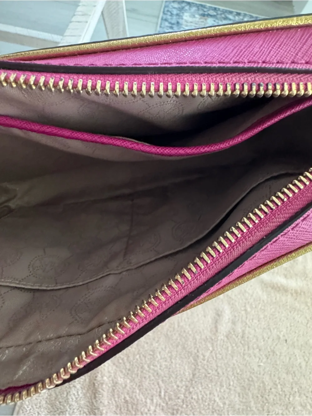 Michael Kors hot pink Crossbody with Gold Chain